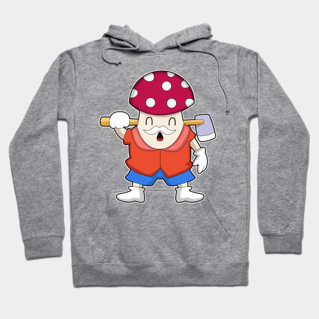 Mushroom as Farmer with Axe Hoodie by Markus Schnabel